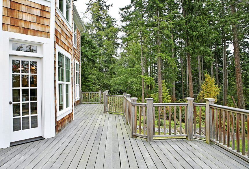 wooden deck on house