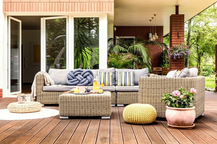 Deck with seating furniture
